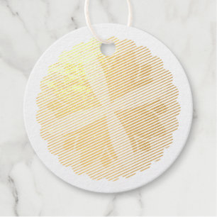 Orange floral shapes illustration foil favor tags