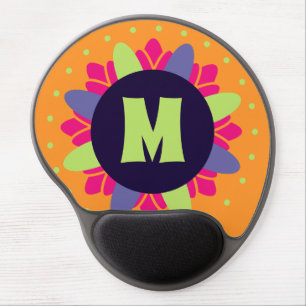 Orange floral shapes illustration gel mouse pad