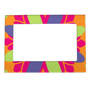 Orange floral shapes illustration magnetic frame