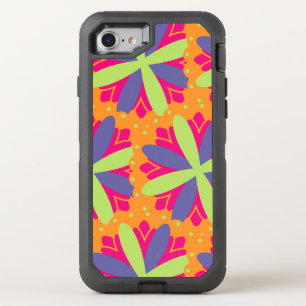 Orange floral shapes illustration OtterBox defender iPhone SE/8/7 case