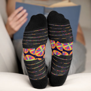 Orange floral shapes illustration socks