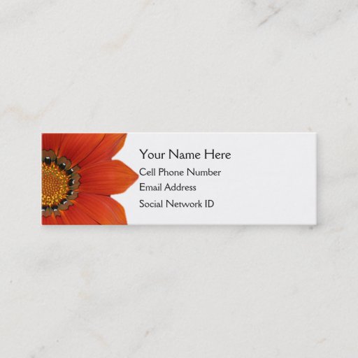 Customizable Orange Floral Skinny Profile Card Business Cards