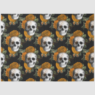 Orange Floral Skull Series Design 10 Tissue Paper