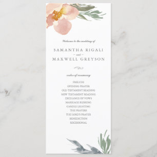Orange Floral Tea Length Wedding Program