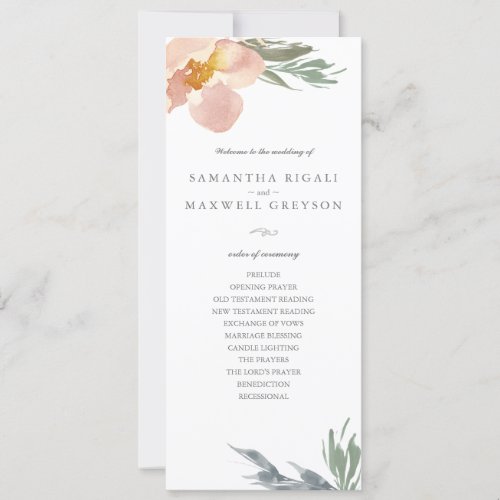 Orange Floral Tea Length Wedding Program