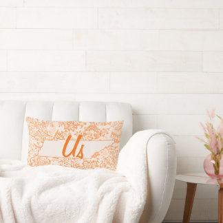 Orange Floral Tennessee Your State together "us" Lumbar Pillow
