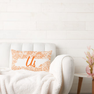 Orange Floral Tennessee Your State together "us" Lumbar Pillow