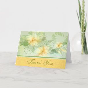 Orange Floral Thank You Card With Damask