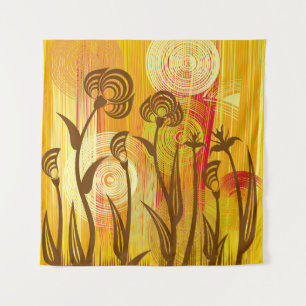 Orange Floral: Vibrant Background Pattern Tapestry