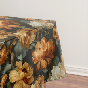 Orange Floral Vintage Painting Tablecloth