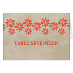 Orange Floral Vintage Table Number Card