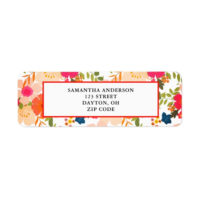 Orange Floral Watercolor  Label (Front)