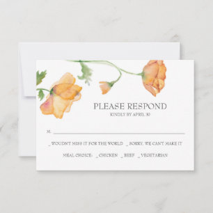 Orange Floral Watercolor RSVP Cards