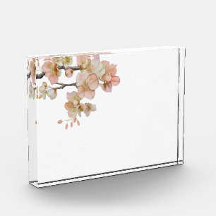 Orange floral watercolor tree blossoms  acrylic award