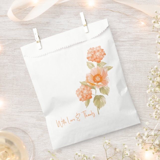 Orange Floral Wedding Favor Bag (Clipped)