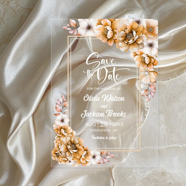 Orange Floral Wedding Save the Date (Creator Uploaded)