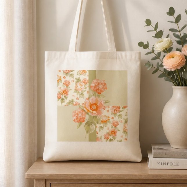 Orange Floral Wedding Tote Bag (Creator Uploaded)