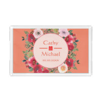 Orange floral wreath Chinese wedding tea ceremony