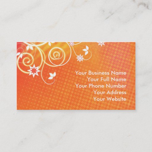 Customizable Orange florals business card templates