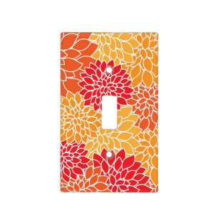 Orange Florals Light Switch Cover