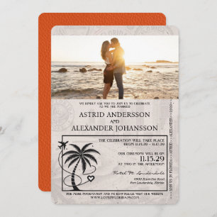 Orange Florida Passport Wedding Invitation