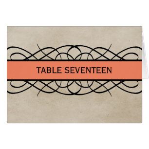 Orange Flourish Border Table Number Card