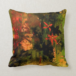 Orange Flower Abstract, Reversible Throw Pillow
