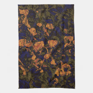 Orange flower against leaf camouflage pattern towel