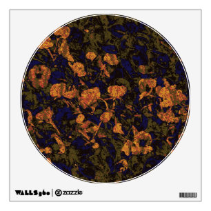 Orange flower against leaf camouflage pattern wall decal