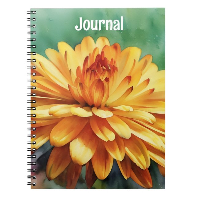 Orange Flower Art Notebook Journal Personalize (Front)