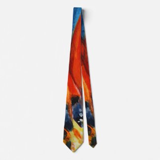 Orange Flower Art Painting Tie