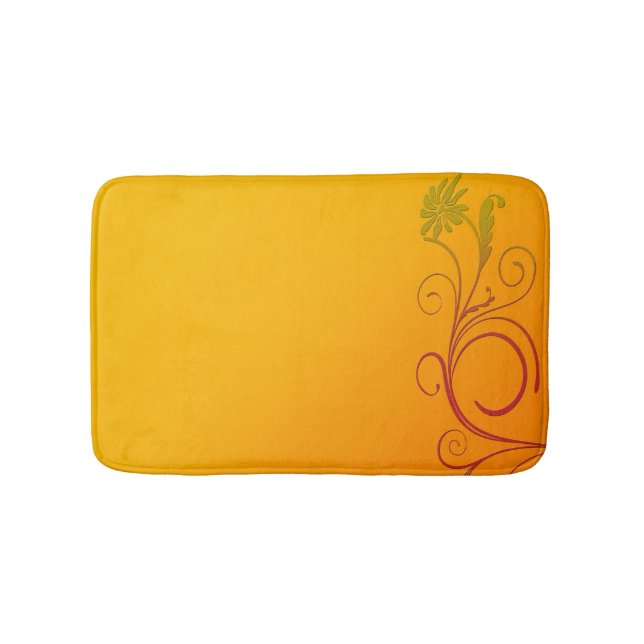 Orange Flower Bathroom Mat (Front)