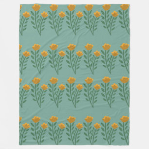 Orange Flower Border Pattern Fleece Blanket