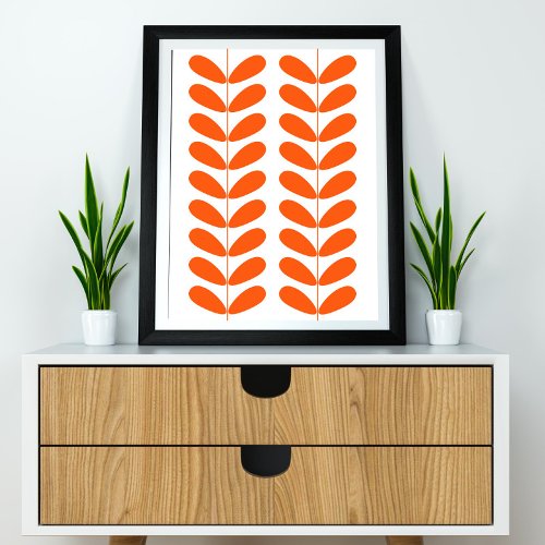 Orange Flower Buds Mid Century Modern Styled Poster