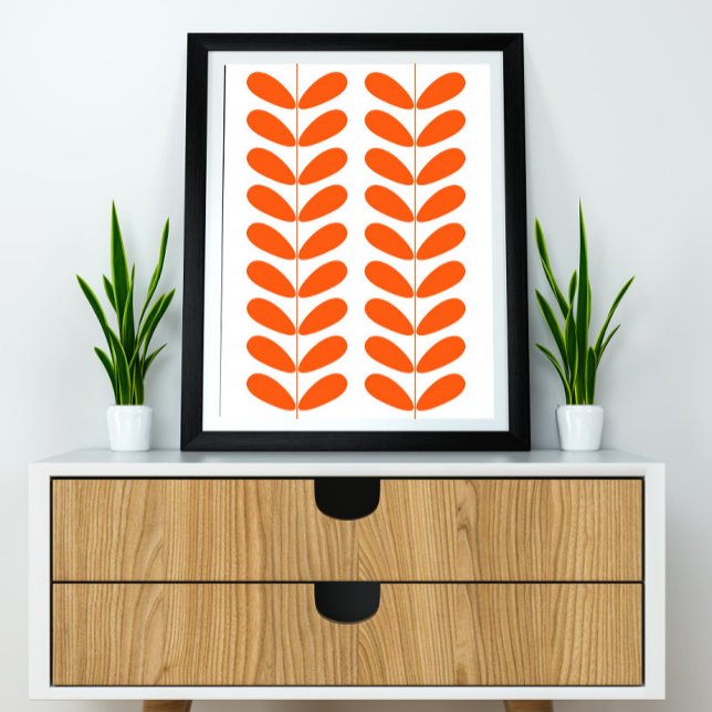 Orange Flower Buds Mid Century Modern Styled Poster (Creator Uploaded)