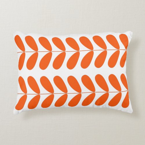 Orange Flower Buds Mid Century Retro Accent Pillow