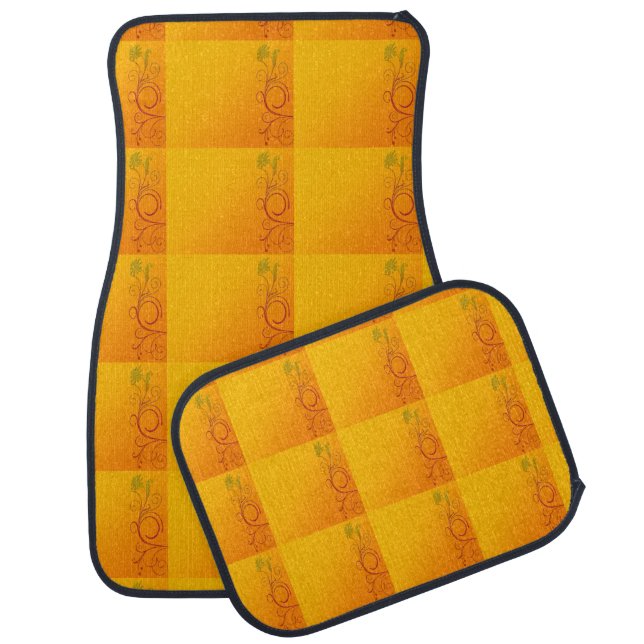 Orange Flower Car Mat (Set)