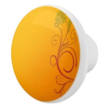 Orange Flower Ceramic Knob by CBgreetingsndesigns at Zazzle