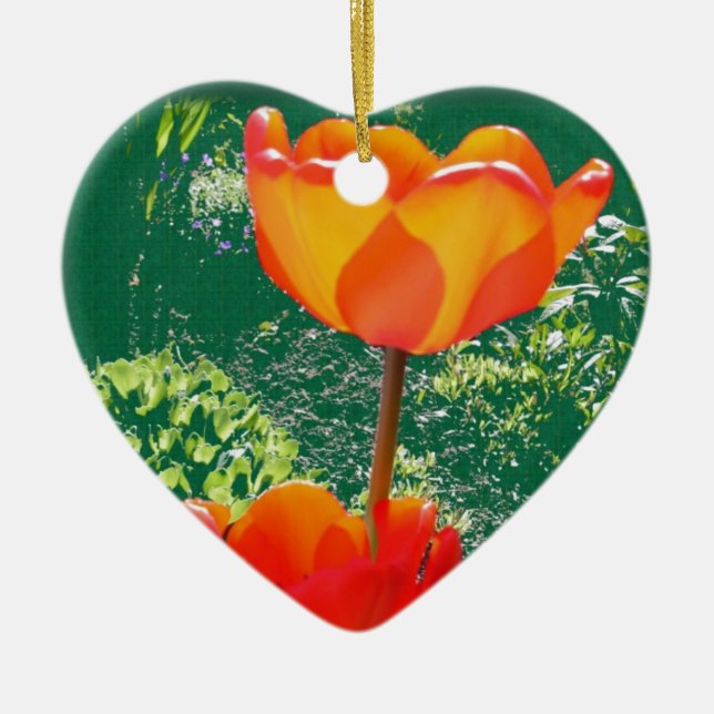 Orange Flower Ceramic Ornament (Front)