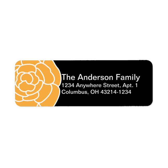 Orange Flower Chic Modern Return Address Labels (Front)