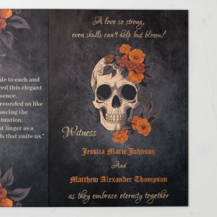 Orange Flower Complete Trifolded Wedding program