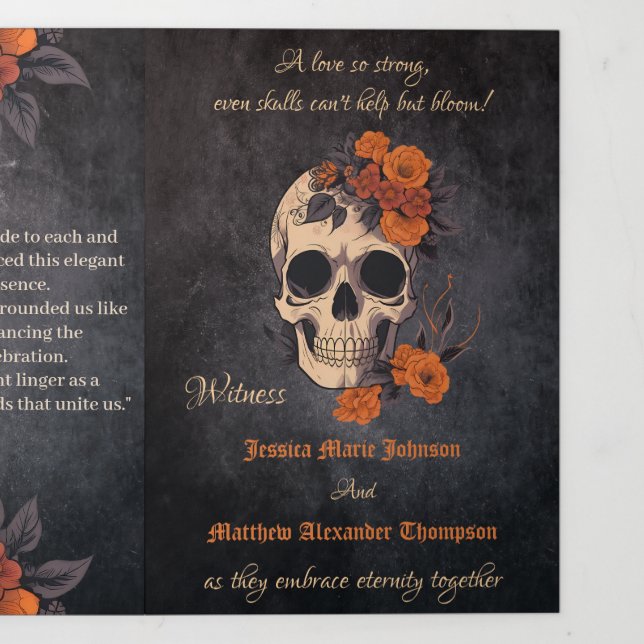 Orange Flower Complete Trifolded Wedding program (Cover)