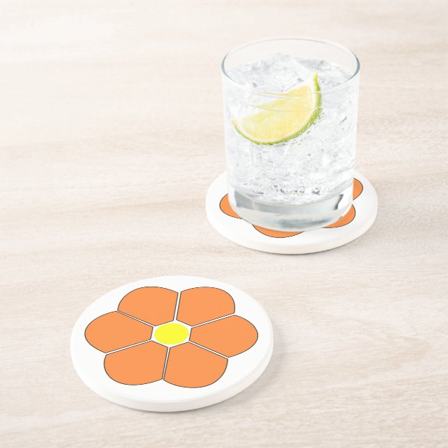 Orange Flower Design Coaster (Side)