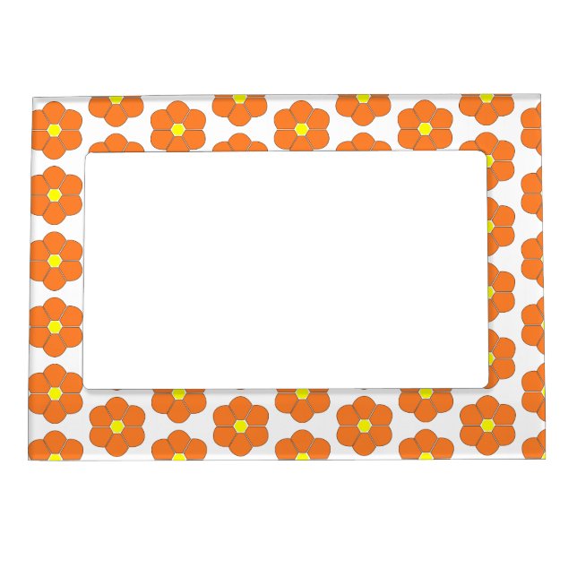 Orange Flower Design Magnetic Frame (Front)
