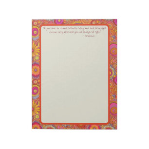 Orange Flower Garden Life Quotes Notebook Notepad