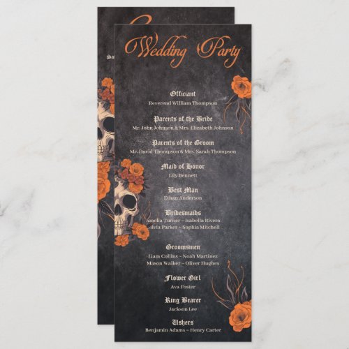 Orange flower gothic minimalist Wedding program
