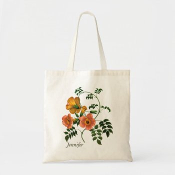 Orange Flower Grace Personalized Tote Bag by colorwash at Zazzle