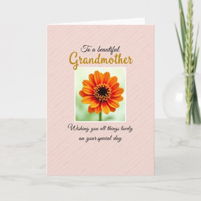 Orange Flower Grandmothers Day Card (Front)