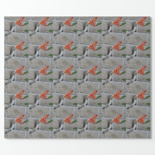 Orange flower Hummingbird Wrapping Paper