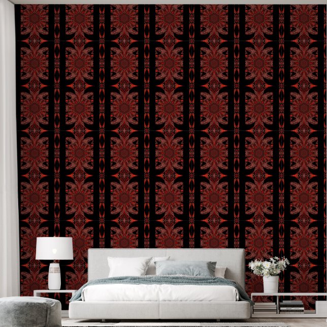 Orange Flower in Black Wallpaper (Bedroom)